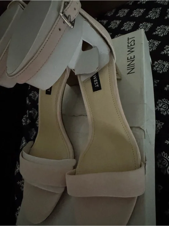 Nine West Blush Pink Block Heel Sandals with Ankle Strap - Picture 2 of 5